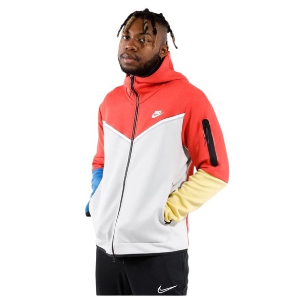 🔥VIBES !Nike Sportswear Tech Fleece Full-Zip Hoodie Colourblock 90s Style XXl - Picture 1 of 7